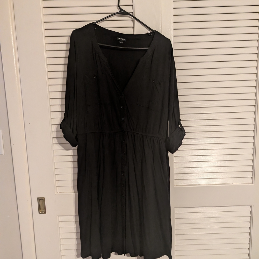 Torrid Black Button-Front Women's Shirt Dress